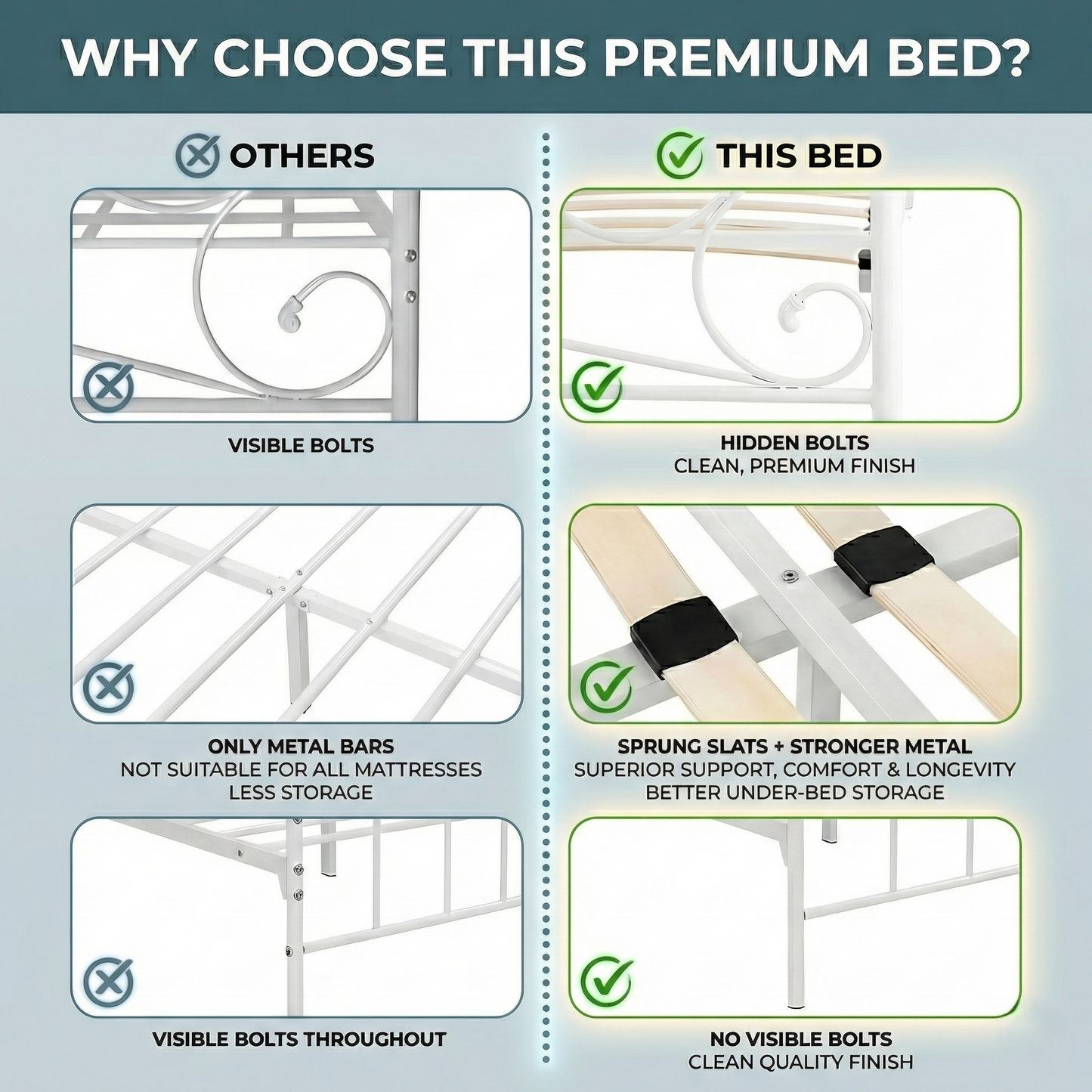 Luxury Solid Metal Bed Frame